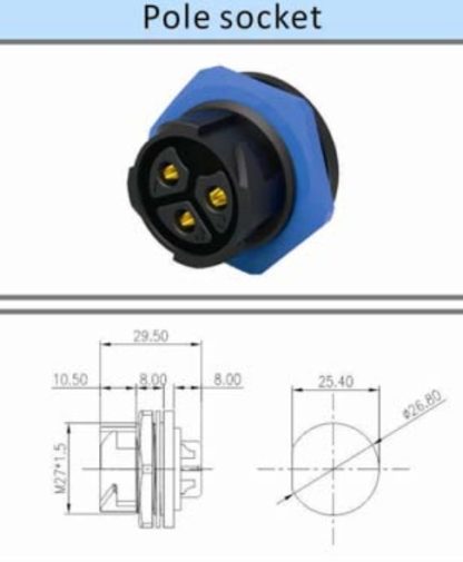 Konektor vodonepropusni industrijski 3-pin (par m/ž) - Image 2